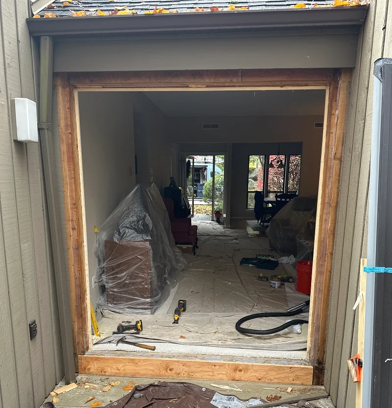 Remove the old door and prepare for installation